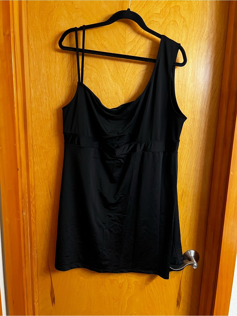 POSTER GIRL Black Mini Dress with Draped Neckline